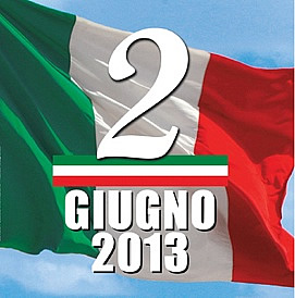 logo festa della Repubblica: sullo sfondo una bandiera tricolore (logo)