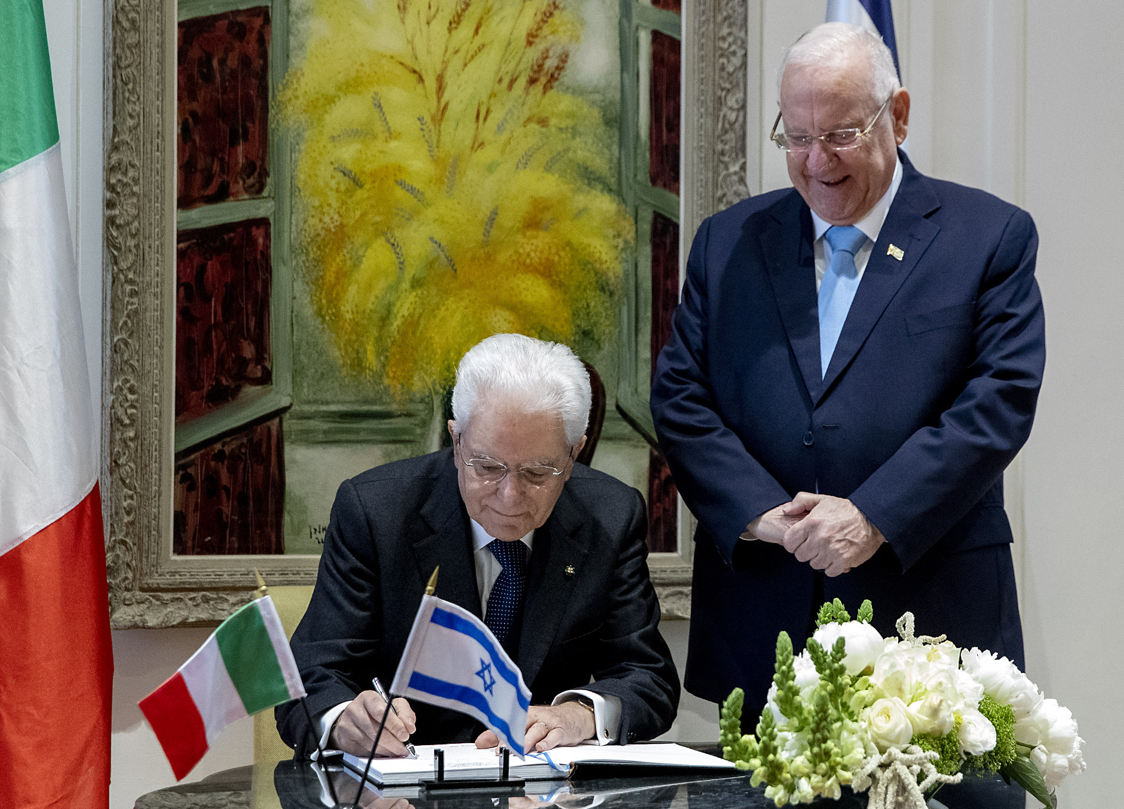 Il Presidente della Repubblica Sergio Mattarella con il Presidente dello Stato di Israele Reuven Rivlin