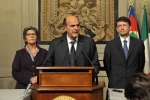 L'on. Pier Luigi Bersani, la sen. Anna Finocchiaro e l'on. Dario Franceschini al termine delle Consultazioni