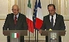 Incontro e successive dichiarazioni alla stampa del Presidente Giorgio Napolitano al termine dei colloqui con il Presidente della Repubblica francese Hollande