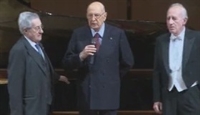 Il Presidente Napolitano ricorda il Maestro Claudio Abbado in occasione del concerto del M° Maurizio Pollini all' Auditorium Parco della Musica.