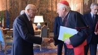 Incontro del Presidente della Repubblica Giorgio Napolitano con S. Em. Rev.ma il Cardinale Angelo Scola, in occasione della presentazione della ricerca "La condizione giovanile in Italia. Rapporto Giovani 2013"