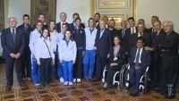 Incontro del Presidente Napolitano con gli atleti Olimpici e Paralimpici medagliati ai campionati modiali di altetica e ai capionati europei di nuoto dell'Estate 2014