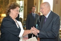 Incontro del Presidente della Republica Giorgio Napolitano con la Prof.ssa Maria Falcone Presidente della Fondazione "Giovanni e Francesca Falcone"