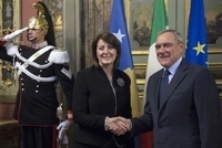 Incontro del Presidente del Senato nell’esercizio delle funzioni del Presidente della Repubblica, Pietro Grasso, con la Presidente della Repubblica del Kosovo, Atifete Jahjaga