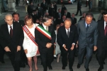 Visita alla città di Torino - Il Presidente Ciampi con il Presidente della Provincia Prof.ssa Mercedes Bresso, il Sindaco di Torino Prof. Valentino Castellani e il Presidente della Giunta Regionale del Piemonte On. Enzo Ghigo.