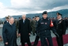 Visita in Bosnia-Erzegovina - Il Presidente Ciampi accolto dal Col. dei C.C. Renato Scuzzarello, al centro il Ministro della Difesa Sergio Mattarella, il Capo di Stato Maggiore Mario Arpino e il Comandante dell'Arma dei Carabinieri Sergio Siracusa.