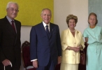 Il Presidente Ciampi e la moglie Franca con il Conte Giuseppe Panza e la signora Giulia Maria Mazzoni Crespi, Presidente del FAI.