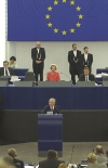 Il Presidente Ciampi durante il suo intervento al Parlamento Europeo riunito in Seduta solenne.