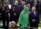 S.M. la Regina Elisabetta II e il Presidente Ciampi con la moglie Franca Pilla e il Principe Filippo al loro arrivo a Piazza di Siena in occasione del Carosello del Gruppo Squadrone Carabinieri a Cavallo.