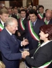 Il Presidente Ciampi saluta il Sindaco di Montescaglioso Maria Bubbico al Termine dell'incontro con le autorità