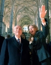 Il Presidente Ciampi durante la visita al Chiostro del Monastero dei Frati di San Girolamo.