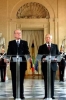 Il Presidente Ciampi con il Presidente della Repubblica Federale di Germania Johannes Rau,durante l'incontro con la stampa al termine dell'incontro al Quirinale.