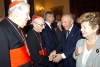 Il Presidente Ciampi, con la moglie Franca, saluta i Cardinali Ersilio Tonini ed Achille Silvestrini al suo ingresso nella Sala della Bandiera per l'incontro con le Autorit&#224; istituzionali,politiche,civili e militari ed i Sindaci della Provincia