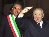 Il Presidente Ciampi in visita a Mantova, con il Sindaco della citt&#224; Gianfranco Burchiellaro.