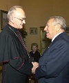 Il Presidente Ciampi con S.E.Rev.ma Mons. Egidio Caporello, vescovo della citt&#224;, durante l'incontro in Prefettura