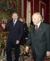 Il Presidente Ciampi con Leonid Kuchma, Presidente della Repubblica dell'Ucraina, al termine dell'incontro al Quirinale
