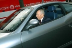 Il Presidente Ciampi alla guida di una Ferrari sul circuito di Fiorano.