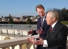 Il Presidente Ciampi con S.A.R. il Granduca Henri del Lussemburgo sulla terrazza dei giardini subito dopo l'arrivo al Palazzo del Quirinale.