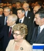 Il Presidente Ciampi con la moglie Franca, il Presidente ed il Commissario anziano della Consob, Luigi Spaventa e Lamberto Cardia, il Ministro dell'Economia delle Finanze Giulio Tremonti al termine della relazione annuale alla Borsa.