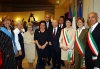 Il Presidente Ciampi con la moglie Franca, le Autorit&#224; locali ed i Membri del nuovo polo fieristico di Milano, al termine della presentazione del progetto.