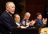 Il Presidente Ciampi durante il suo intervento al Teatro Donizetti.