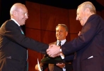 Il Presidente Ciampi si congratula con Filippo Maria Pandolfi,insignito dell'onorificenza di Cavaliere di Gran Croce dell'O.M.R.I.