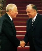 Il Presidente Ciampi ed il Presidente della Repubblica di Romania Ion Iliescu al termine delle dichiarazioni alla stampa