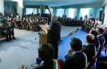 Il Presidente Ciampi durante il suo intervento nella Sala Conferenze della Casa di Nazareth.