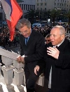 Il Presidente Ciampi al suo arrivo in Municipio accompagnato dal Sindaco Gianfranco Lamberti.