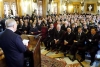 Il Presidente Ciampi durante il suo intervento nella Sala Sciuti, in occasione dell'incontro con le Autorit&#224; civili, politiche, religiose ed i Sindaci della Provincia