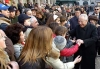 Il Presidente Ciampi con la moglie Franca all'arrivo in Piazza Duomo.