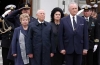 I Presidenti della Repubblica Italiana e di Estonia Carlo Azeglio Ciampi ed Arnold Ruutel con le rispettive consorti Franca ed Ingrid, a Palazzo Presidenziale di Kadriorg, durante la cerimonia di benvenuto.