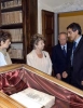 Il Presidente Ciampi con la moglie Franca, il Vice Segretario Generale del Quirinale, Carmela Decaro, durante la visita alla &quot;Casa del Petrarca&quot; guidati dal Presidente dell'Accademia Giulio Firpo.