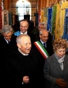 Il Presidente Ciampi con la moglie Franca, il Presidente della Regione Antonio Bassolino, il Presidente della Provincia Angelo Villani ed il Sindaco della citt&#224; Mario De Biase, al suo arrivo al Teatro Augusteo