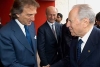 Il Presidente Ciampi accolto dal Presidente della Confindustria Luca Cordero di Montezemolo e dal Presidente dell'ABI Maurizio Sella, al suo arrivo al Seminario imprenditoriale di  Confindustria e ICE &quot;Italy and India Busines Forum&quot;.