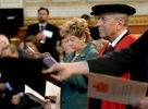 Il Presidente Ciampi con la moglie Franca durante la cerimonia di conferimento della Laurea in Diritto civile, allo Sheldonian Theatre.