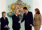 Il Presidente Ciampi con la moglie Franca ed il Presidente della Repubblica di Bulgaria Georgi Parvanov con la moglie Zorka Parvanova, a Palazzo Presidenzaiale.
