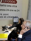 Il Presidente Ciampi durante la visita, alla &quot;Sala Operativa Sociale&quot;