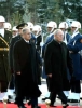 Il Presidente Ciampi, accompagnato dal Presidente della Repubblica di Turchia Ahmet Necdet Sezer, riceve gli onori militari durante la cerimonia di benvenuto, a Palazzo Presidenziale.