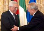 Il Presidente Ciampi con Abu Mazen, Presidente dell'Autorit&#224; Nazionale Palestinese, al termine dell'incontro con la stampa.