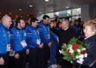 Il Presidente Ciampi e la moglie Franca tra gli atleti al Villaggio Olimpico.