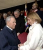 Il Presidente Ciampi con la  Signora Calipari, in occasione della cerimonia di commemorazione del Capo Dipartimento del Sismi.