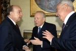 Il Presidente Ciampi con Annibale Marini, Presidente della Corte Costituzionale e Gustavo Zagrebelsky, Presidente Emerito della Corte Costituzionale in occasione della cerimonia celebrativa del 50&#176; anniversario di attivit&#224; della Corte Costituzionale