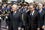 Il Presidente Ciampi accompagnato dal Ministro dell'Interno Giuseppe Pisanu, dal Capo della Polizia Gianni De Gennaro e dal Consigliere Militare Giovanni Mocci, riceve i prescritti onori al suo arrivo in Piazza del Popolo in occasione dei 154&#176; anniversario di fondazione della Polizia di Stato.