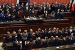 Il Presidente della Repubblica Sergio Mattarella nell'Aula di Montecitorio in occasione della cerimonia di giuramento