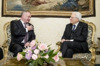 Il Presidente Sergio Mattarella con il Presidente della Repubblica Slovacca, S.E. il Signor Andrej KISKA.
