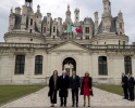 Il Presidente della Repubblica Sergio Mattarella con il Presidente della Repubblica Francese Emmanuel Macron la Sig.ra Laura e la Sig.ra Brigitte al Castello di Chambord 