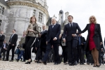 Il Presidente della Repubblica Sergio Mattarella con il Presidente della Repubblica Francese Emmanuel Macron, la Sig.ra Laura e la Sig.ra Brigitte al Castello di Chambord