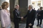 Il Presidente della Repubblica Sergio Mattarella a Napoli al Teatro San Carlo accolto da Luigi Nicolais, Presidente della Fondazione COTEC Italia e Isabel Furtado, Presidente della Fondazione COTEC Portogallo, in occasione del XIII Simposio COTEC 